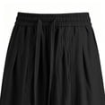 thumbnail image 4 of SAWOBUUN Men's Cotton Linen Pants Breathable Wide Leg Trousers Elastic Drawstring Waist Loose Fit Casual Summer Beach Pants, 4 of 9