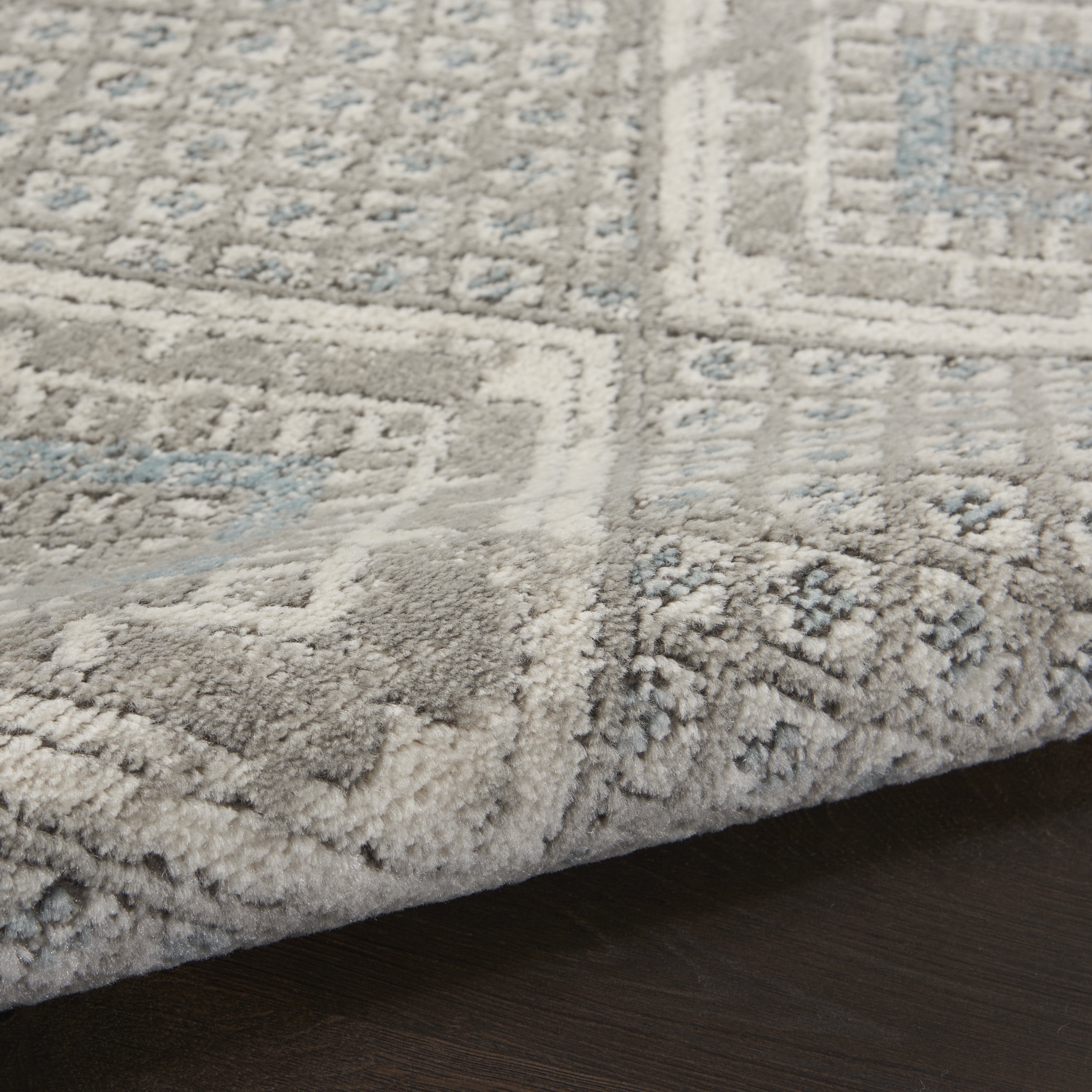 Nourison Concerto Modern Grey/Ivory/Blue 10' x 14' Area Rug, (10x14)