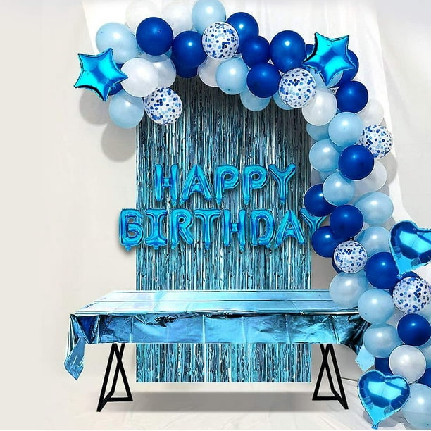 Decoraciones De Cumpleaños, Globos Para Fiestas, Pancartas, Suministros Para Niños, Niñas, Hombres, Mujeres Y Niños, Juegos De Látex Con Confeti Azul Marino Y Plateado Para El 1.º, 13.º, 16.º, 18.º, | Bodega