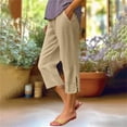 thumbnail image 3 of BUIGTTKLOP Plus Size Capri Pants for Women High Waisted Cropped Lounge Pants Side Split Casual Summer Ladies Pull on Capris, 3 of 8