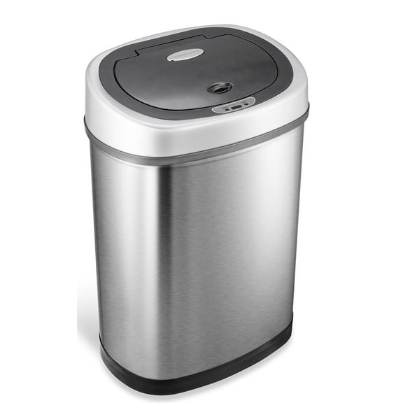 Nine Stars Automatic Kitchen Trash Can, 11 Gallon Stainless Steel Motion Sensor Garbage Bin with Soft Close Lid, Silver