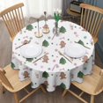 thumbnail image 3 of White Christmas Gingerbread Man Pattern Round Tablecloth 60"x60",Wrinkle Wipeable Table Cloth for Kitchen Dining Room Picnic Patio Party, 3 of 6