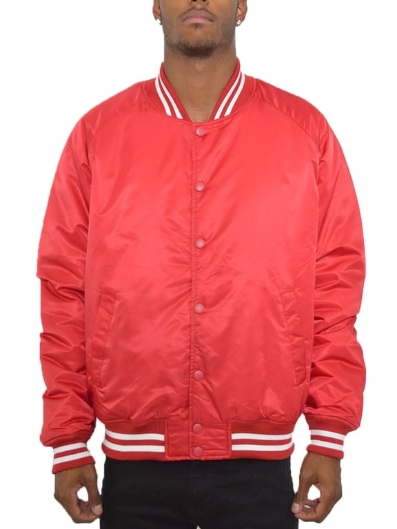 Men's Premium Classic Snap Button Baseball Letterman Varsity Bomber Jacket Windbreaker