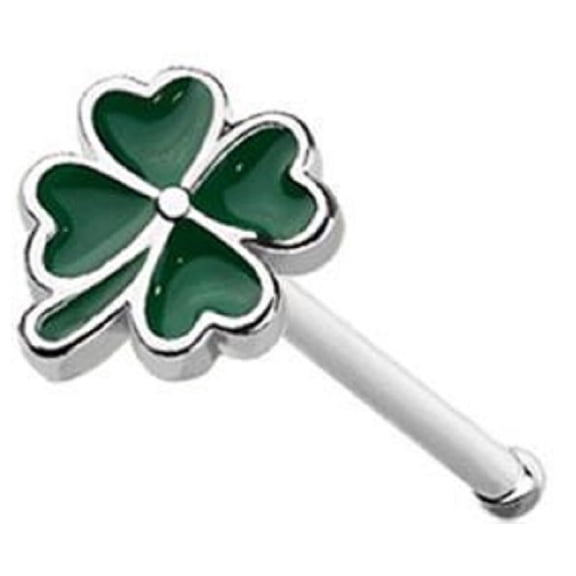 Body Accentz Nose Ring Stud Lucky 4 Leaf clover Shape 316L Surgical Steel bone