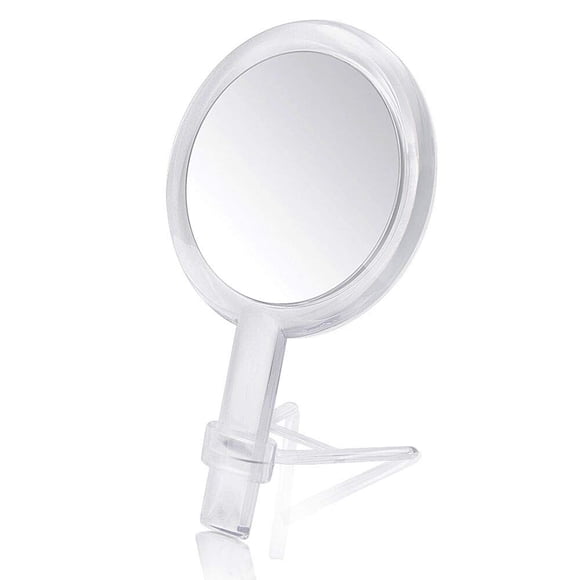 Gotofine Espejo de maquillaje de mano con aumento de 1x - 7X de doble cara con soporte ajustable transparente (7X)
