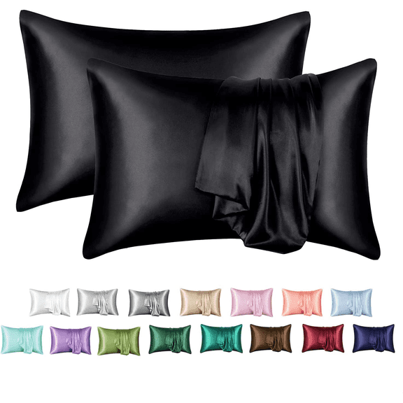 Satin Pillowcase for Hair and Skin, Silk Satin Pillowcase 2 Pack, Queen Size