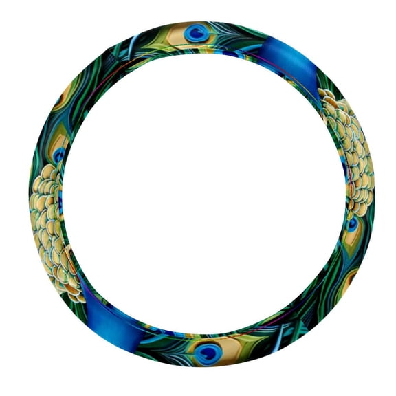 Peacock 14.5 Inch Printing PVC Leather Steering Wheel Cover Auto Accessories