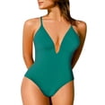 thumbnail image 1 of Cathalem Swimming Suits for Women Plus Size Bathing Suits Twist Front Cutout Adjustable Straps Ruched Swimwear,Green XL, 1 of 5