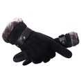 thumbnail image 2 of Guantes de nieve resistentes al viento Guantes de esquí Antideslizantes Ajustable Calor Mantener de cerdo Guantes de snowboard de material cuero para A 7D Negro, 2 of 8
