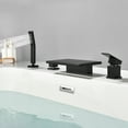 thumbnail image 5 of Cobbe Matte Black Bathroom Bathtub Faucet Set 4-Hole Deck Mount with Sprayer and 10.24-Inch Wide Waterfall Spout Single Handle, 5 of 12