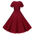 thumbnail image 3 of Summer Foreign Trade Explosion Women's V Neck Short Sleeved Solid Color Retro Double Button Big Swing Dress Dress Casual Dresses Flare Dress for Women Ladies Knee Length Dresses Dress Woman Womens, 3 of 8