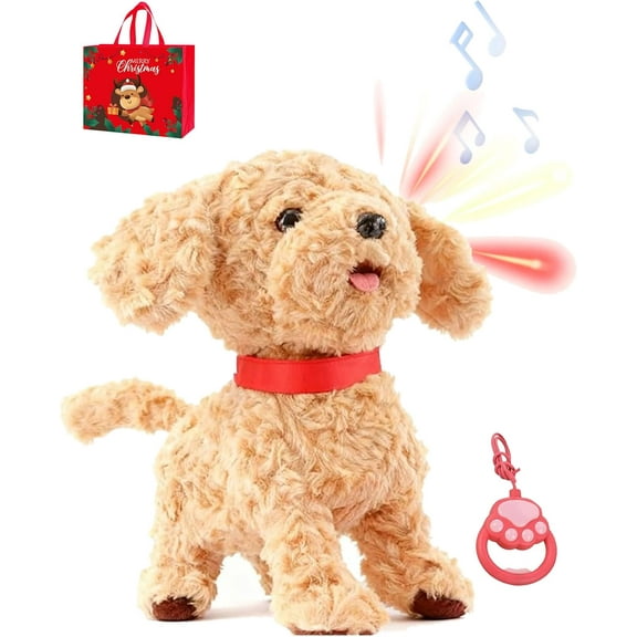 Robot Dog, with Touch Sensing, Voice Mimic, Lifelike Sounds, Tongue & Licking Motion, Leash Remote, Soft Fur – Battery Powered Dogs