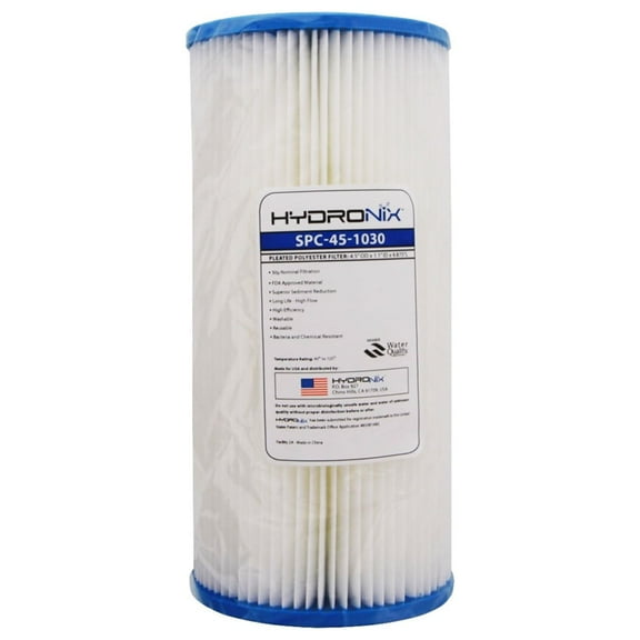 Hydronix SPC-45-1030 Polyester Pleated Filter 4.5 OD X 9 3/4 Length, 30 Micron