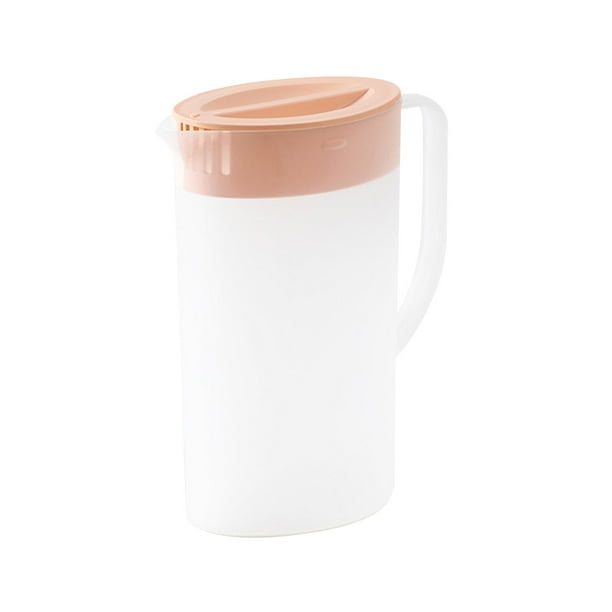 Jarra con tapa, jarra para bebidas, contenedor de jugo portátil, jarra para bebidas para refrigerador, Catering, restaurante, agua de limón rosa