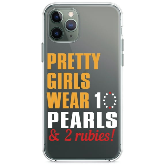 DistinctInk Clear Shockproof Hybrid Case for iPhone 13 PRO (6.1" Screen) - TPU Bumper Acrylic Back Tempered Glass Screen Protector - Pretty Girls Wear 10 Pearls 2 Rubies