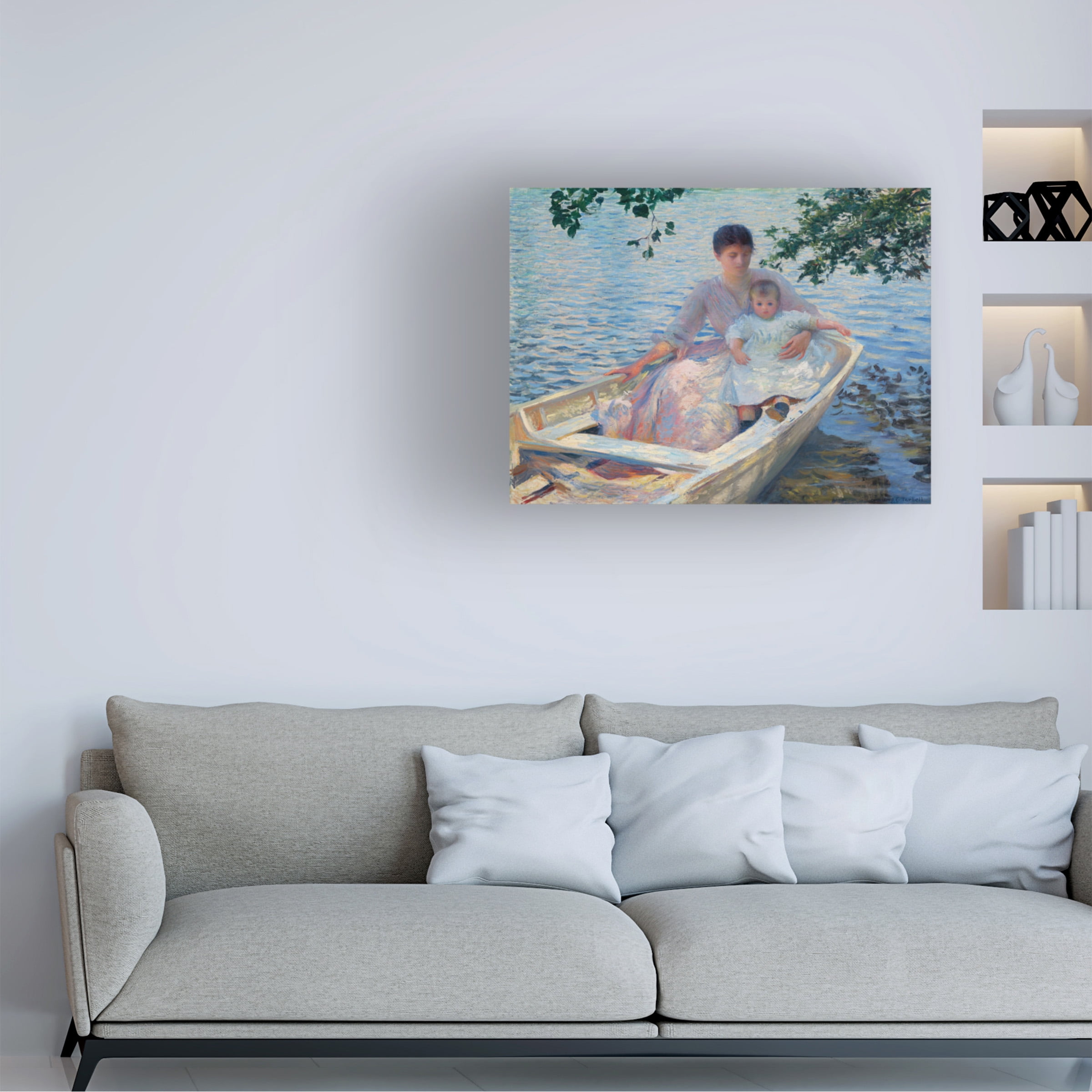 Edmund Tarbell 'Mother And Child In A Boat' Canvas Art
