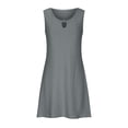 thumbnail image 4 of Ruyang Eyelet Dress for Women Summer Solid Color Beach Sundress Hollow Round Neck Sleeveless Dress Women Chiffon Dress, 4 of 5