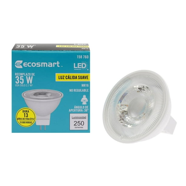 Pack De 2 Foco Led Mr16 Ecosmart 2.7W 250Lm Luz Ambar 3000K