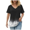 thumbnail image 5 of vigerkar Summer Tops for Women 2025 Short Sleeve V Neck T Shirts Trendy Vintage Basic Tees Loose Comfy Blouses Casual Outfits Black, XL, 5 of 6
