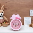 thumbnail image 2 of REGALWOVEN Bunny Design Mechanical Alarm Clock, Loud Alarms, Non-Tick, Cute Expression Pattern for Teens Pink 3.5"L x 2.2"W x 5.1"H, 2 of 5