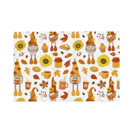 

Placemats Set of 4 Autumn Harvest Gnomes Heat Resistant Non - Slip Place mats Waterproof table mat for Kitchen Dining-4片装