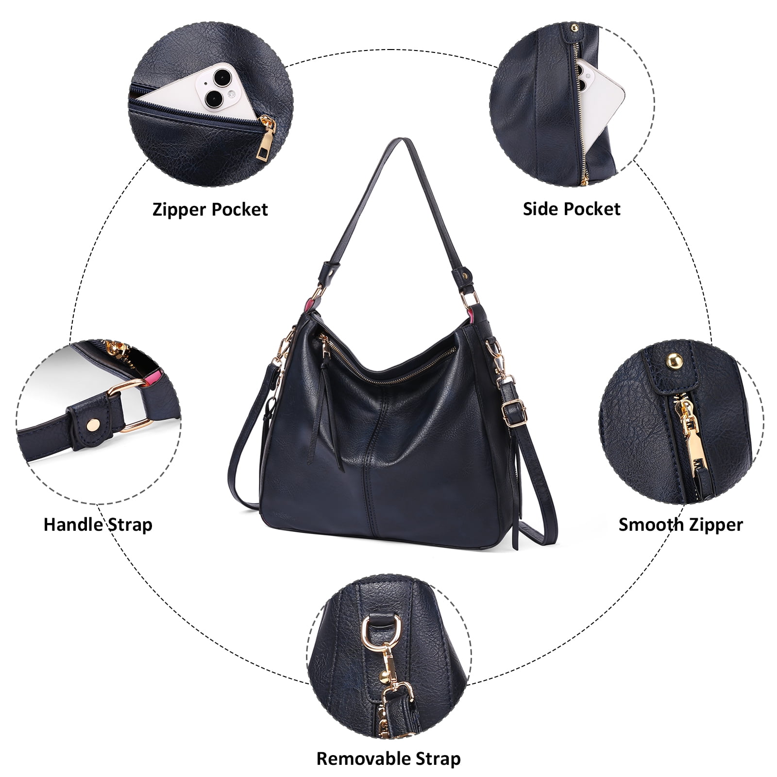 GAEKEAO Hobo Bag for Women Large Soft Leather Shoulder Bag with Adjustable Strap, Slouchy Crossbody Handbag for Daily Work