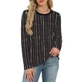 thumbnail image 2 of SMihono Womens Striped Long Sleeve Shirts Fall Outfits 2026 Color Block Tops Fashion Clothing Ribbed Crewneck Tee Blouses Black XXL, 2 of 6