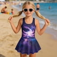 thumbnail image 3 of Uorisanigo Little Girls One Piece Swimsuits Galaxy Axolotl Beach Pool Summer Swim Dress Sleeveless Skirted Bathing Suit for Kids, Size 5-6, 3 of 6