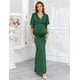 thumbnail image 5 of Vestido largo de maternidad AISWI verde con faja de flores y cuello en V, XXL, 5 of 6