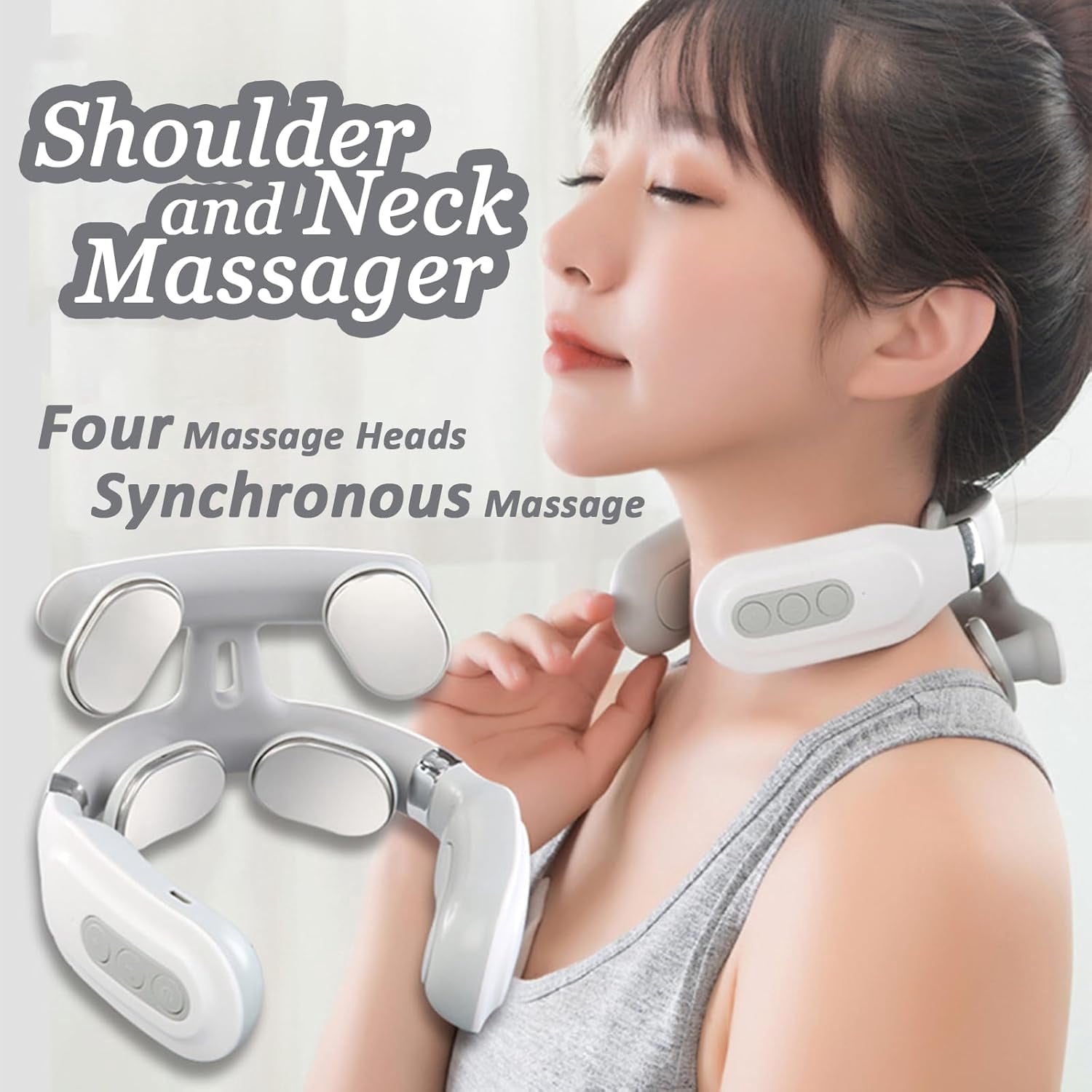 Neck Massager, 2026 2.0 Upgraded Pulse Technology with Heat, 6 Modes 16 Levels for Relaxation, Portable, Lightweight for Home Use