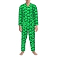 thumbnail image 3 of Lsque Green Broccoli Pattern Long Sleeve Pajama Set for Men - Soft 2-Piece Sleepwear and Loungewear Set with Pockets, Comfy Nightwear-X-Large, 3 of 7