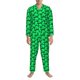 thumbnail image 3 of Balery Green Broccoli Pijama para Hombre de Dos Piezas con Manga Larga, Conjunto de Dormir y Descanso Suave con Bolsillos-Small, 3 of 7