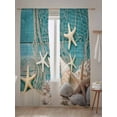 thumbnail image 5 of Ocean Marine Sheer Curtains 2 Panels Set Vintage Shell Starfish Blue Wood Grain Lihgt Filtering Rod Pocket Voile Drape, Semi Sheer Window Curtains for Bedroom Living Room, 52"x96", 5 of 5