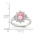 thumbnail image 2 of 925 Sterling Silver Polished Pink Oval Cubic Zirconia Cluster Ring Size 7 2mm Wide Ring for Women, 2 of 2