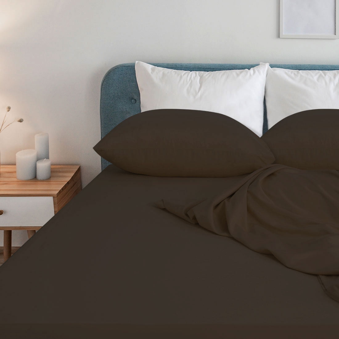 Unique Bargains 4 Piece Brushed Polyester Bed Sheets Set Queen Dark Brown