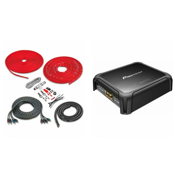 Pioneer GM-DX874   Belva BAK44 1200 Watts Class D 4-Channel Amplifier w/ Gold-plated RCA Terminals and Bass Boost Remote   Belva 4 Gauge Amp Wiring Kit