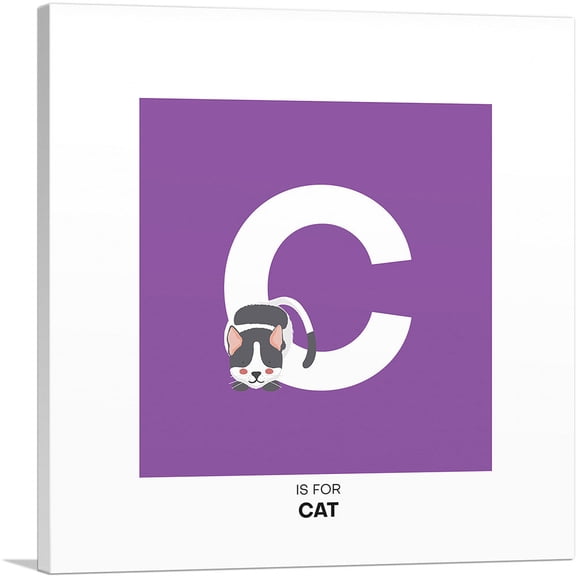 ARTCANVAS Kids Animal Alphabet Letter C Canvas Art Print - Size: 18" x 18" (0.75" Deep)