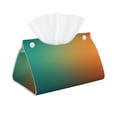 thumbnail image 2 of Lsque Orange To Teal Gradient Printed Long Tissue Box Cover Holder, Facial Paper Organizer Dispenser,Triangle with Bottom Belt, PVC Leather Decorative Organizer, 2 of 9