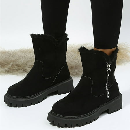 

Womens Boots Fashion Autumn And Winter Women Snow Boots Thick Bottom Non Slip Short Plush Warm And Comfortable Black 7 Boots for Women