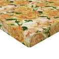 thumbnail image 4 of Ambesonne Springtime Fitted Sheet, Tangerine Tone Roses Art, Twin Size, Orange Green Peach, 4 of 5
