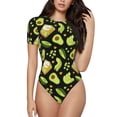 thumbnail image 2 of Fotbe Avocado Toast Women's Crew Neck Short Sleeves Bodysuit Tops Round Neck Slim Sleeveless Soft Comfortable Basic-Small, 2 of 7