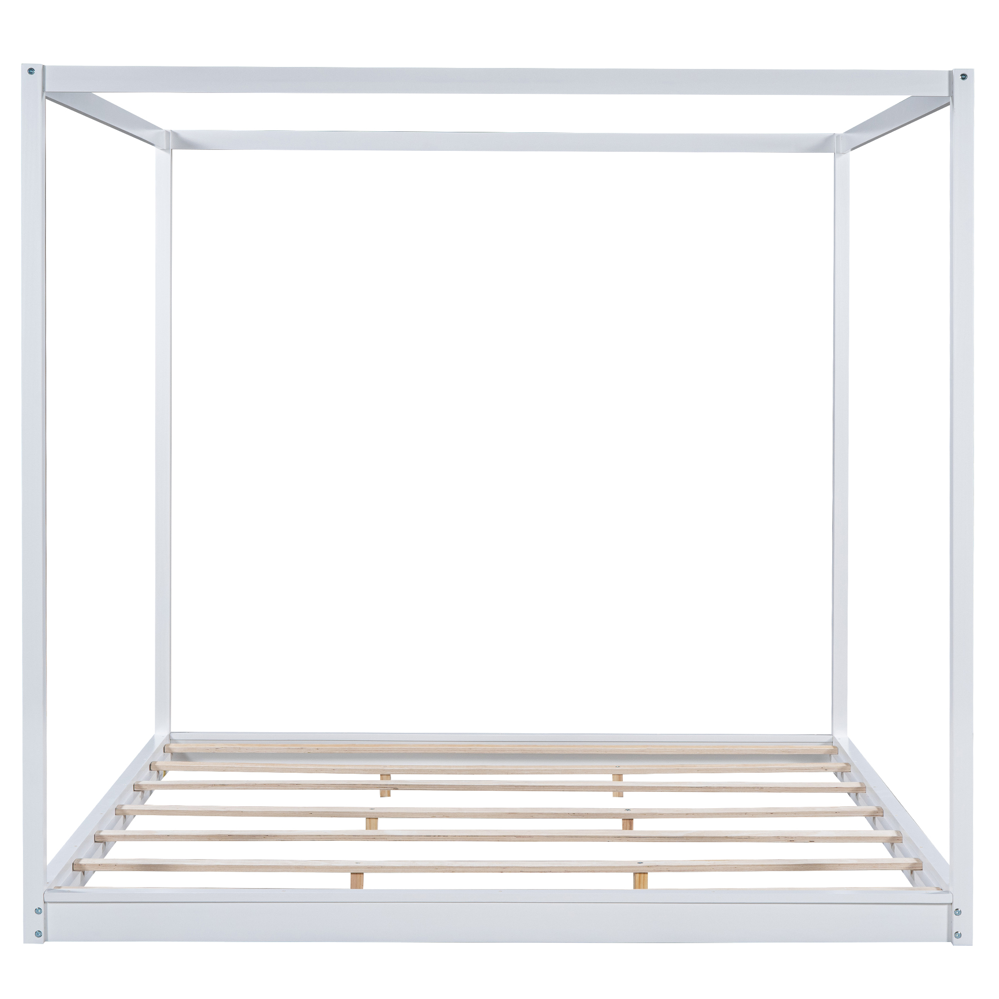 Euroco Wood King Size Canopy Bed, White
