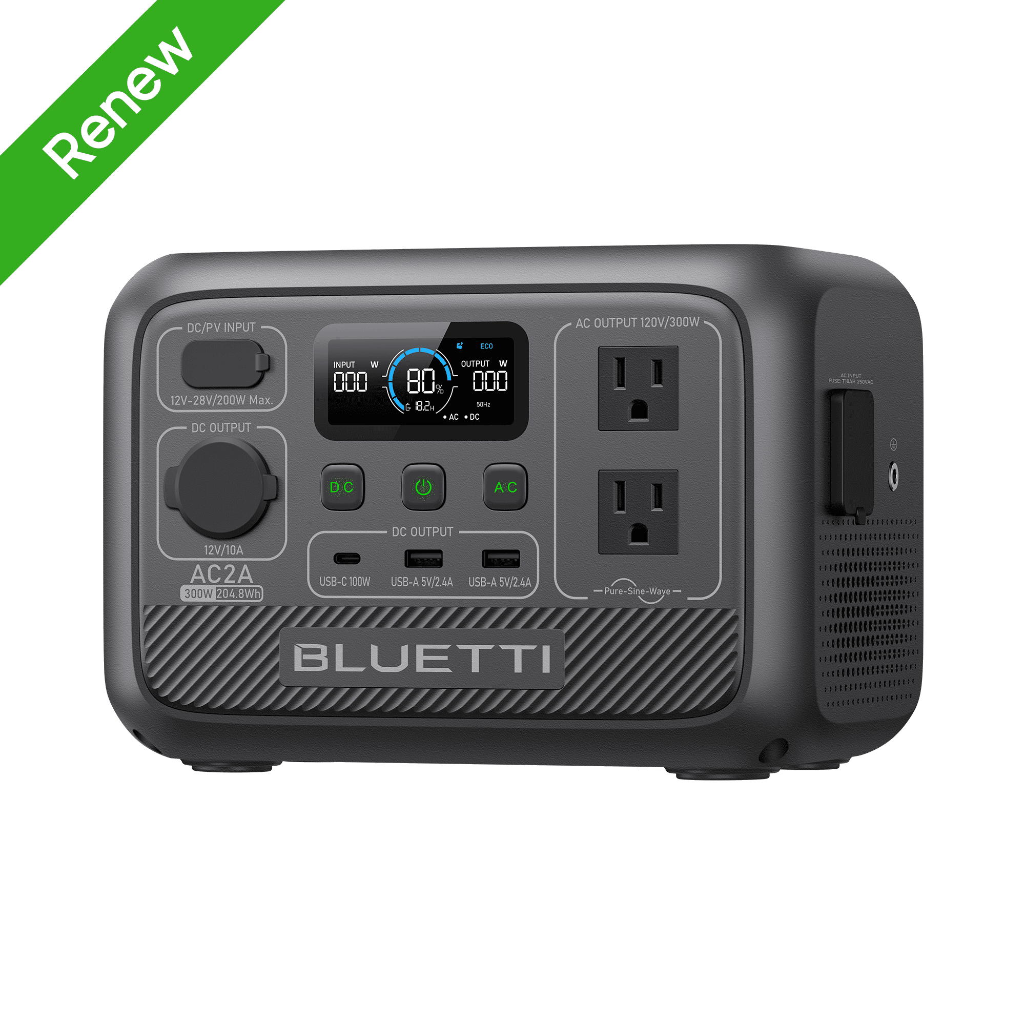 Restored BLUETTI AC2A Portable Power Station 204Wh LiFePO4, 2300W AC Outlets, 600W Lift Power, 45 Min Fast Charge, Solar Generator for RV Camping Home,Refurbished