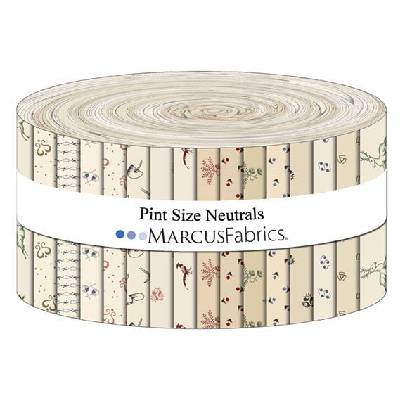 Jelly Roll - Pint Size Neutrals Marcus Fabrics 40pc Design Roll 2.5" Strips Roll-Up Bundle Quilter's Cotton Fabric Precuts (ST127-0006) M526.41