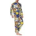 thumbnail image 2 of Uemuo Sicilian Style Pattern 2-Piece Loungewear Set - Men’s Soft Sleepwear, Cozy Winter PJs, Comfy Sleep Set-Large, 2 of 7