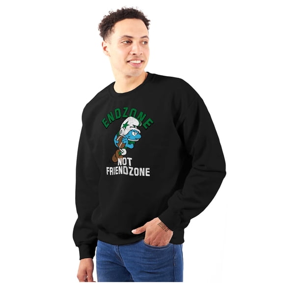 Smurfs Endzone not Friendzone Funny Men's Crewneck Sweatshirt Brisco Brands S