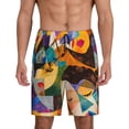 thumbnail image 1 of Balery Abstract Musical Faces Pantalones cortos de pijama de punto de algodón para hombre con cinturilla y bolsillos-Large, 1 of 6