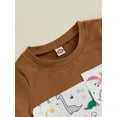 thumbnail image 6 of FEORJGP Little Boys Summer 2Pcs Casual Outfits 6M 12M 18M 2T 3T 4T Toddler Baby Round Neck T-Shirts Dinosaur Print Shirts Short Sleeve Tops and Elastiomfy Daily Clothes Set for Holiday Beach, 6 of 8