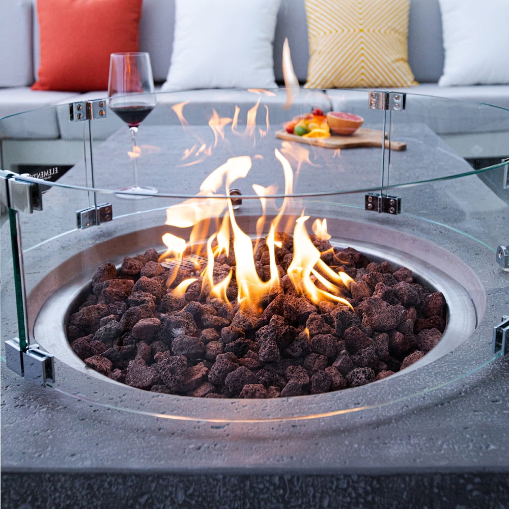 Elementi Metropolis Gas Fire Pit for Outside Outdoor Fire Pit Table Smokeless Fire Pit Concrete Rectangular Fire Table Patio Heater Fireplace 45000 BTUs - Grey, 56 x 32 Inches