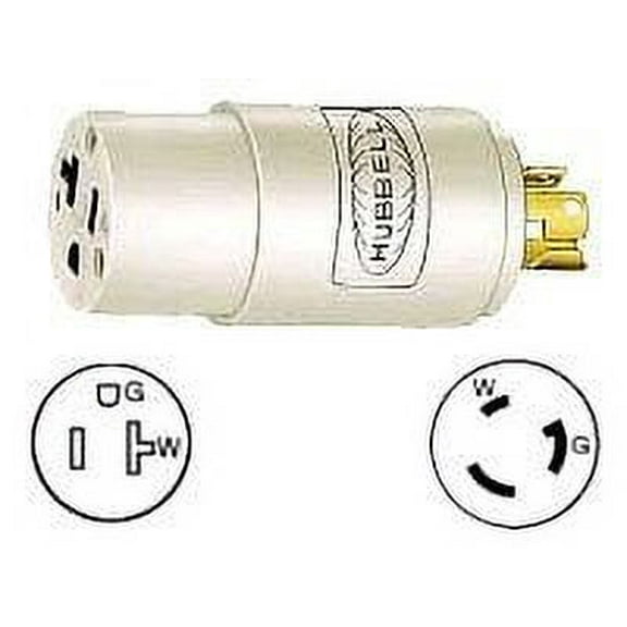 Hubbell Wiring Device-Kellems Power Strip, Surge, 5- 15R, L5-20P, White HBL2129